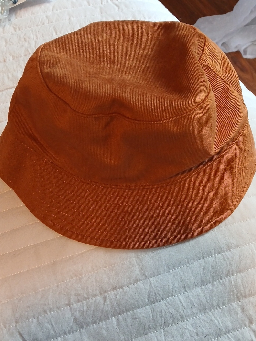 Anthropologie Corduroy Bucket Hat in Rust Orange